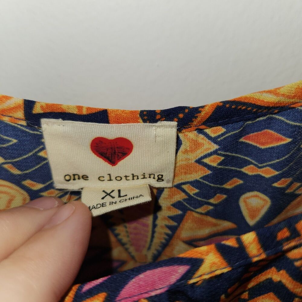 Babydoll Geometric Boho 90s Spaghetti Strap Dress Size XL - Picture 3 of 8